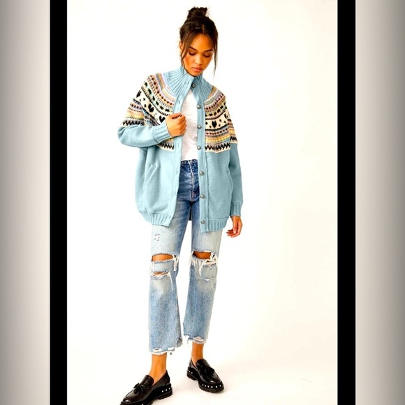 Free People Emily knit and soft felted button up sweatshirt size Medium NWT - Picture 3 of 17